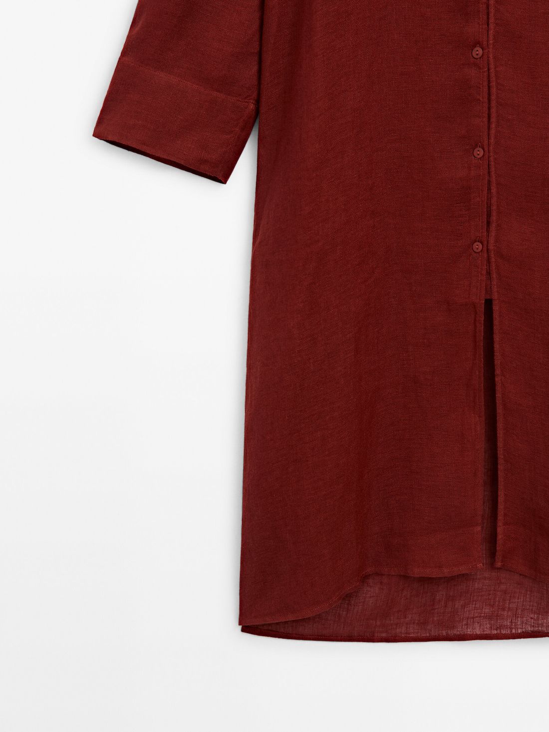 Massimo Dutti Linen Maxi Oversize Women Blouse Red | US-LM4035892