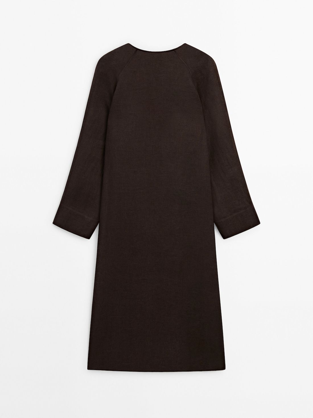 Massimo Dutti Linen Maxi Oversize Women Blouse Dark Brown | US-EM8729105