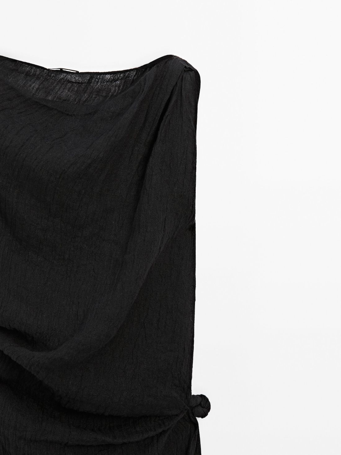 Massimo Dutti Linen Midi With Asymmetric Neckline Women Dress Black | US-CD4915786