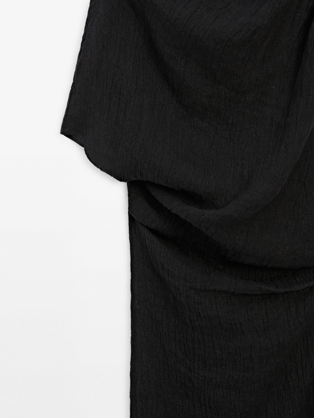 Massimo Dutti Linen Midi With Asymmetric Neckline Women Dress Black | US-CD4915786