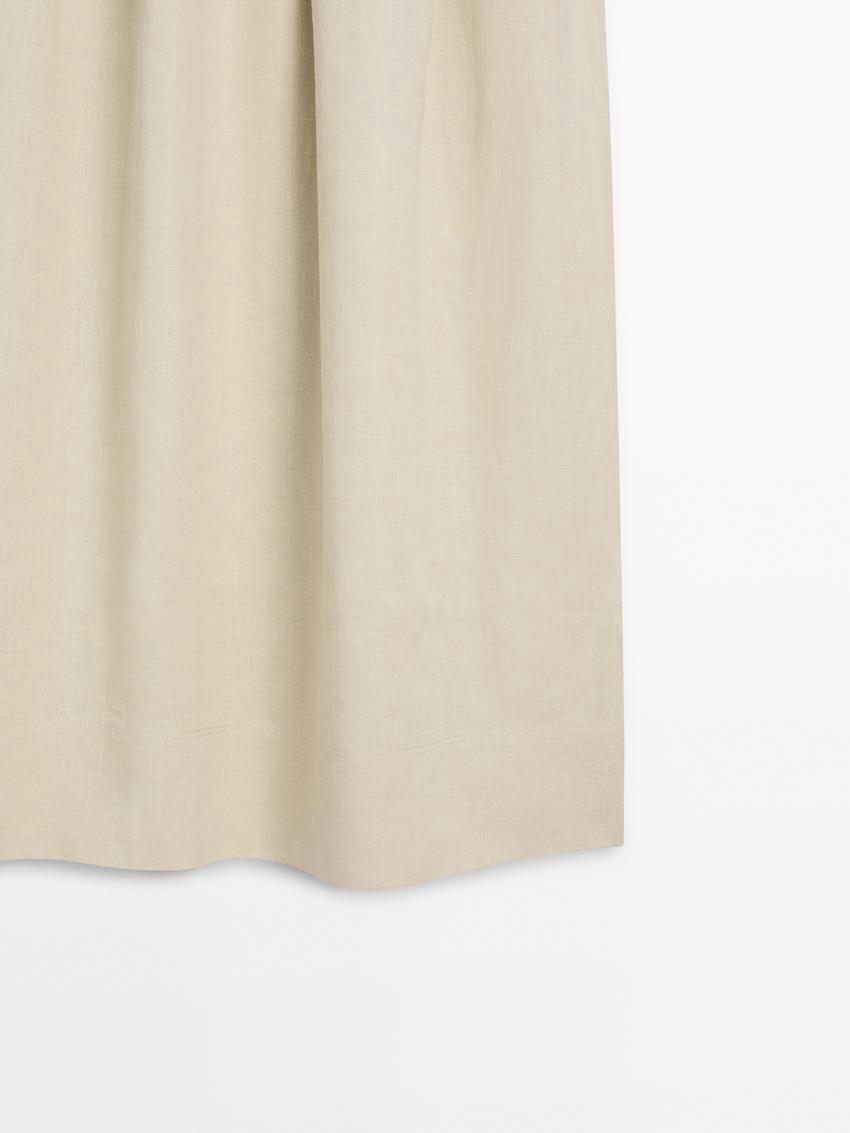 Massimo Dutti Linen Midi With Belt Detail Women Skirts Cream | US-PM0852319