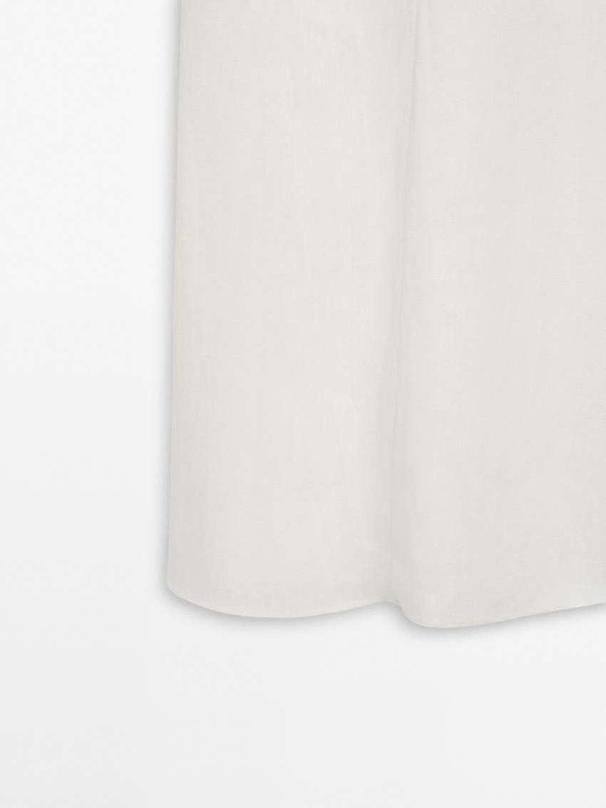 Massimo Dutti Linen Midi With Strap Details Women Dress White | US-GO8576240