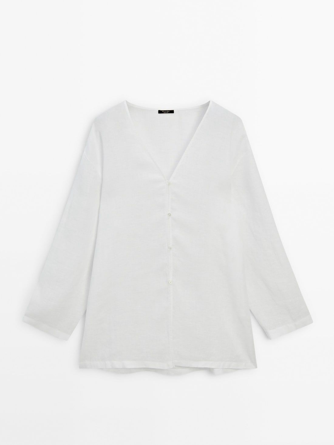 Massimo Dutti Linen Open Oversize Women Blouse White | US-OS4976820