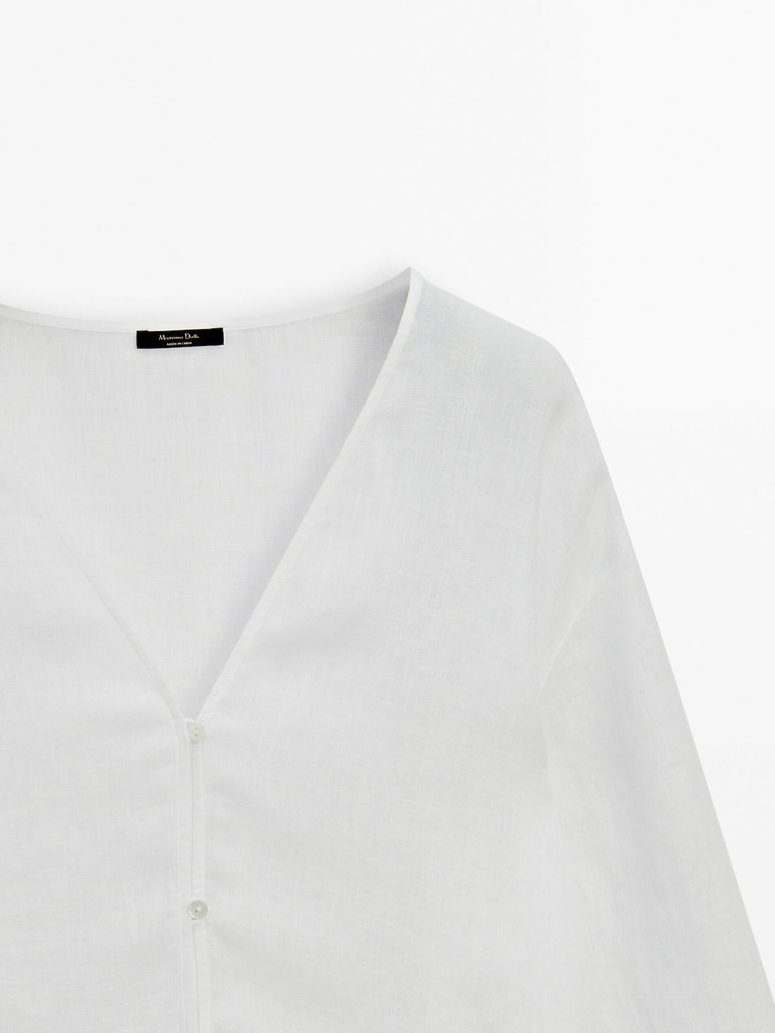 Massimo Dutti Linen Open Oversize Women Blouse White | US-OS4976820