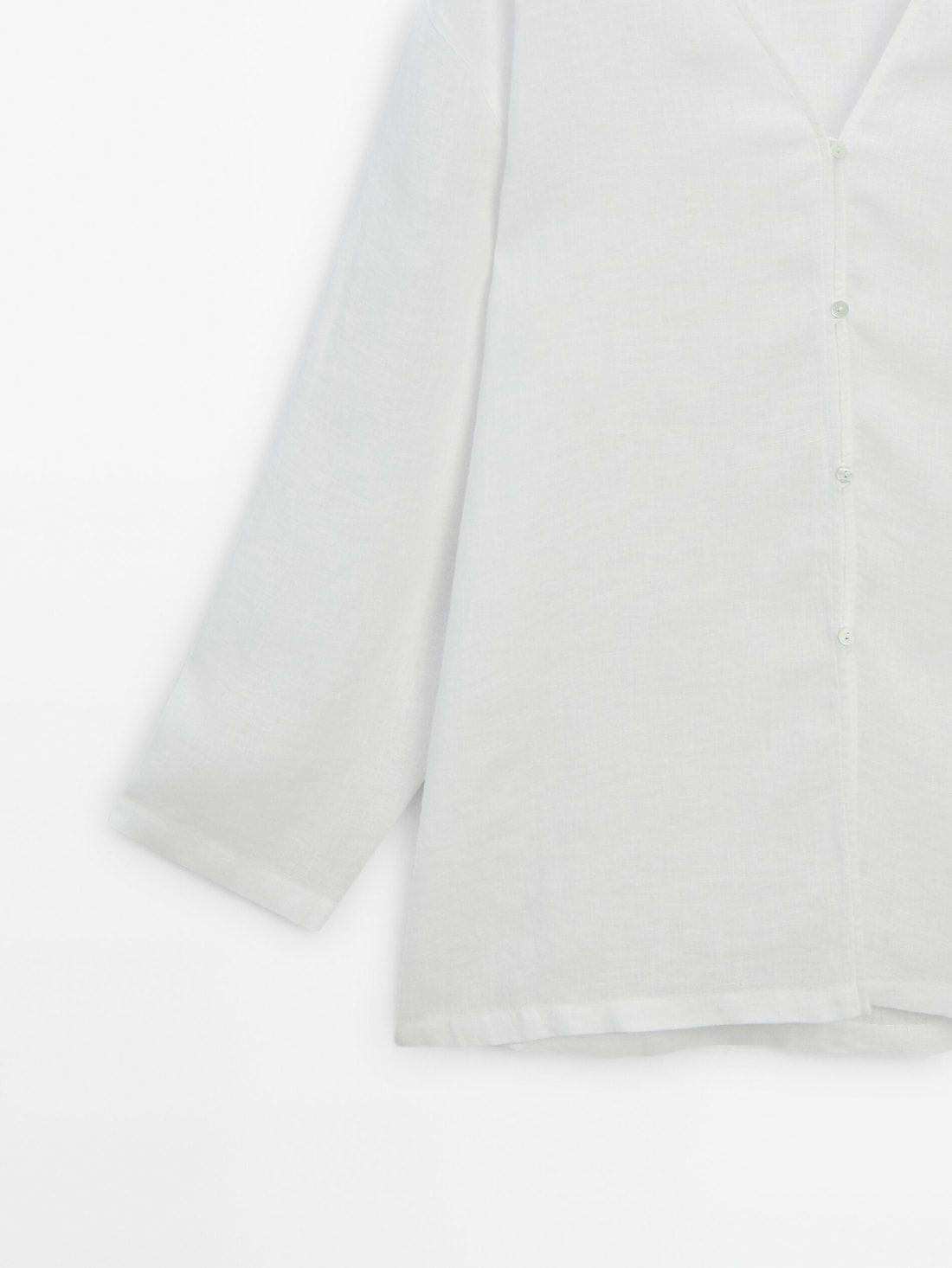 Massimo Dutti Linen Open Oversize Women Blouse White | US-OS4976820