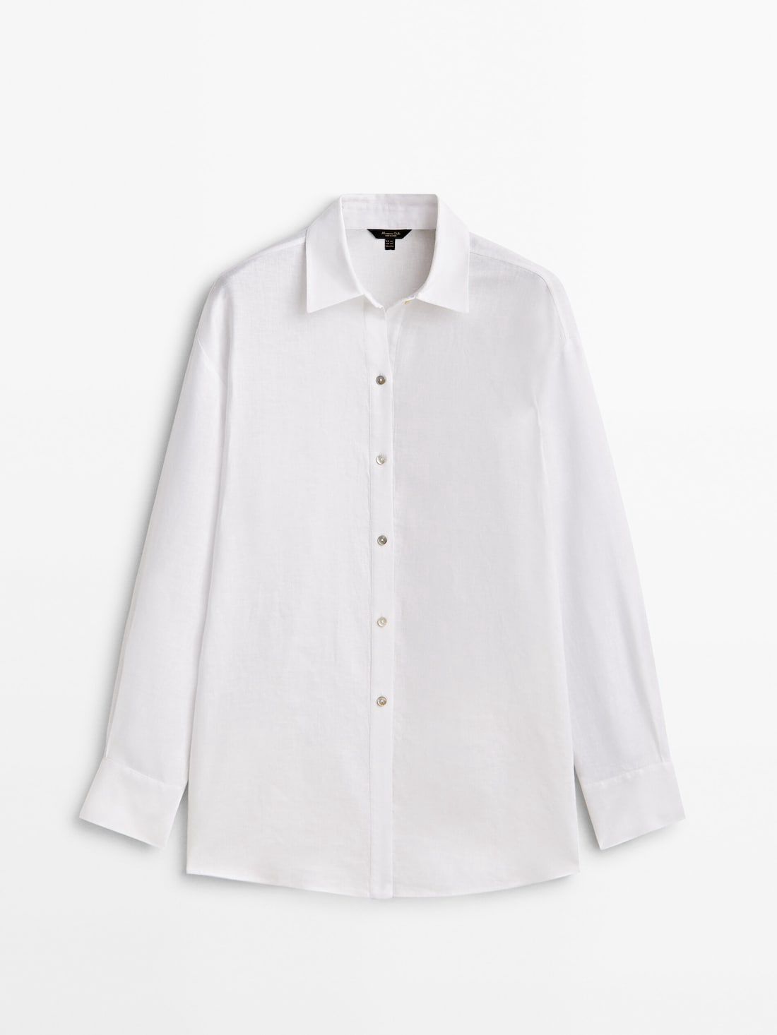 Massimo Dutti Linen Oversize Women Blouse White | US-EK9608257