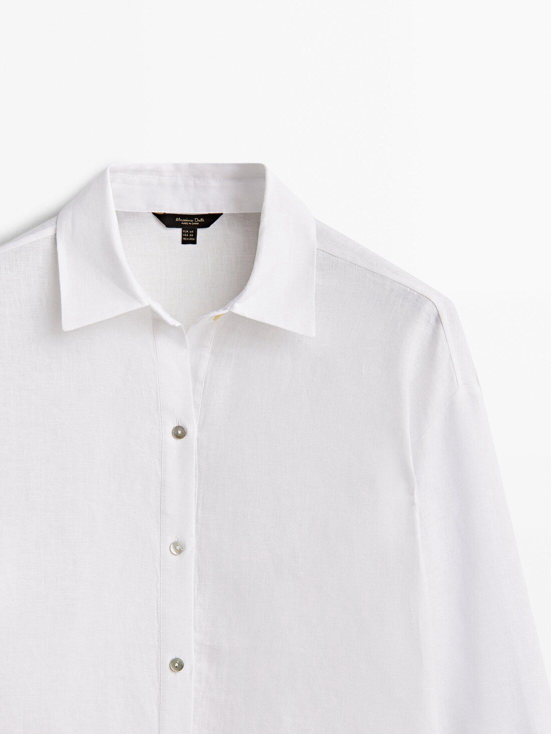 Massimo Dutti Linen Oversize Women Blouse White | US-EK9608257