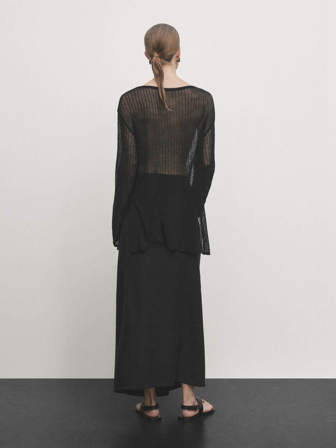 Massimo Dutti Linen Pareo Women Skirts Black | US-YG2756390