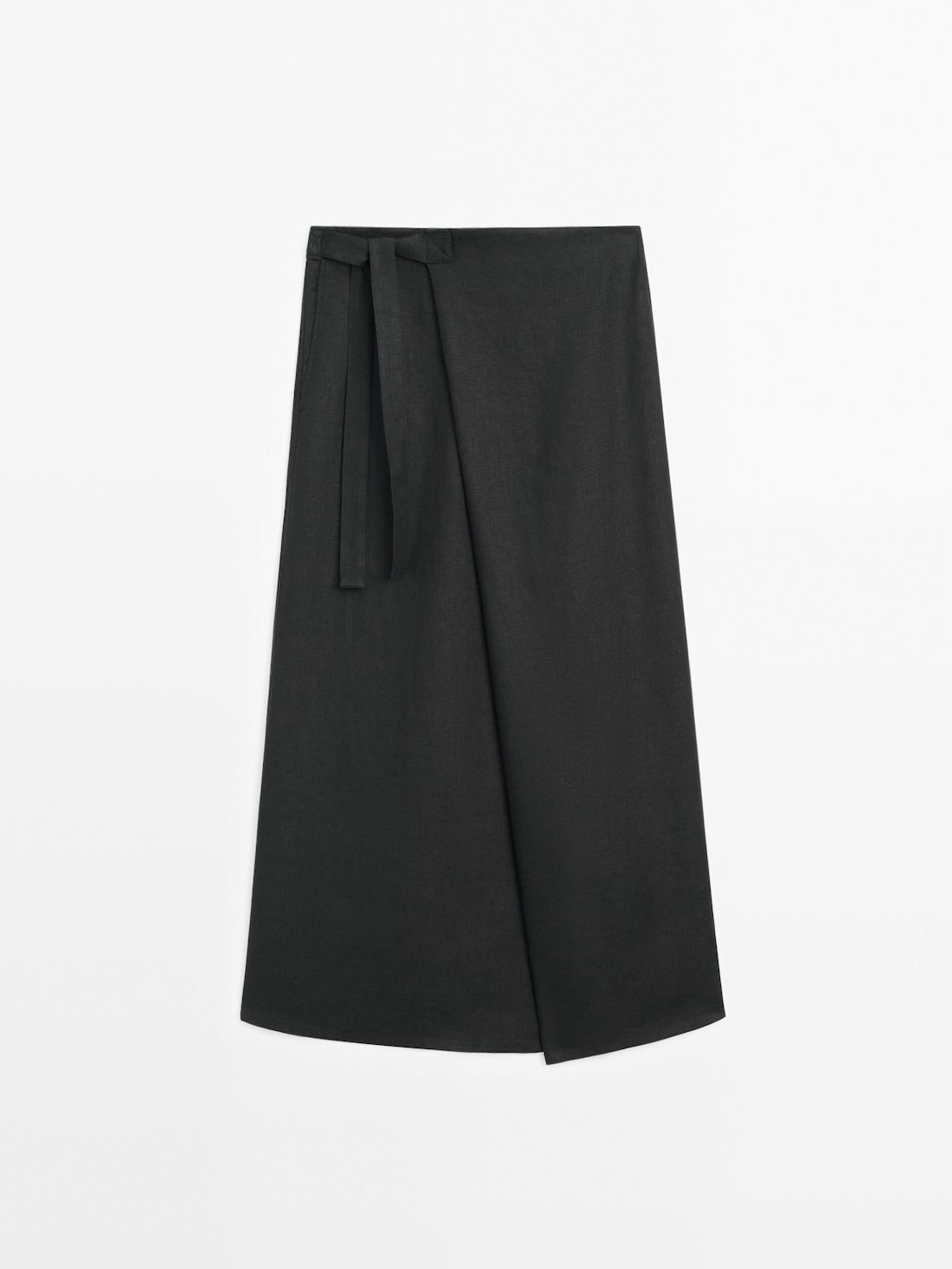 Massimo Dutti Linen Pareo Women Skirts Black | US-YG2756390