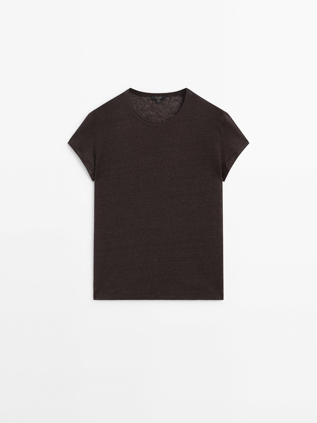 Massimo Dutti Linen Short Sleeve Women T-Shirt Dark Brown | US-WS9175362