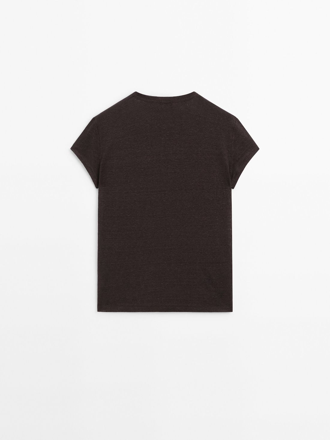 Massimo Dutti Linen Short Sleeve Women T-Shirt Dark Brown | US-WS9175362