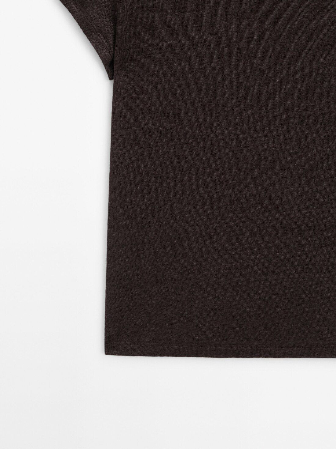 Massimo Dutti Linen Short Sleeve Women T-Shirt Dark Brown | US-WS9175362