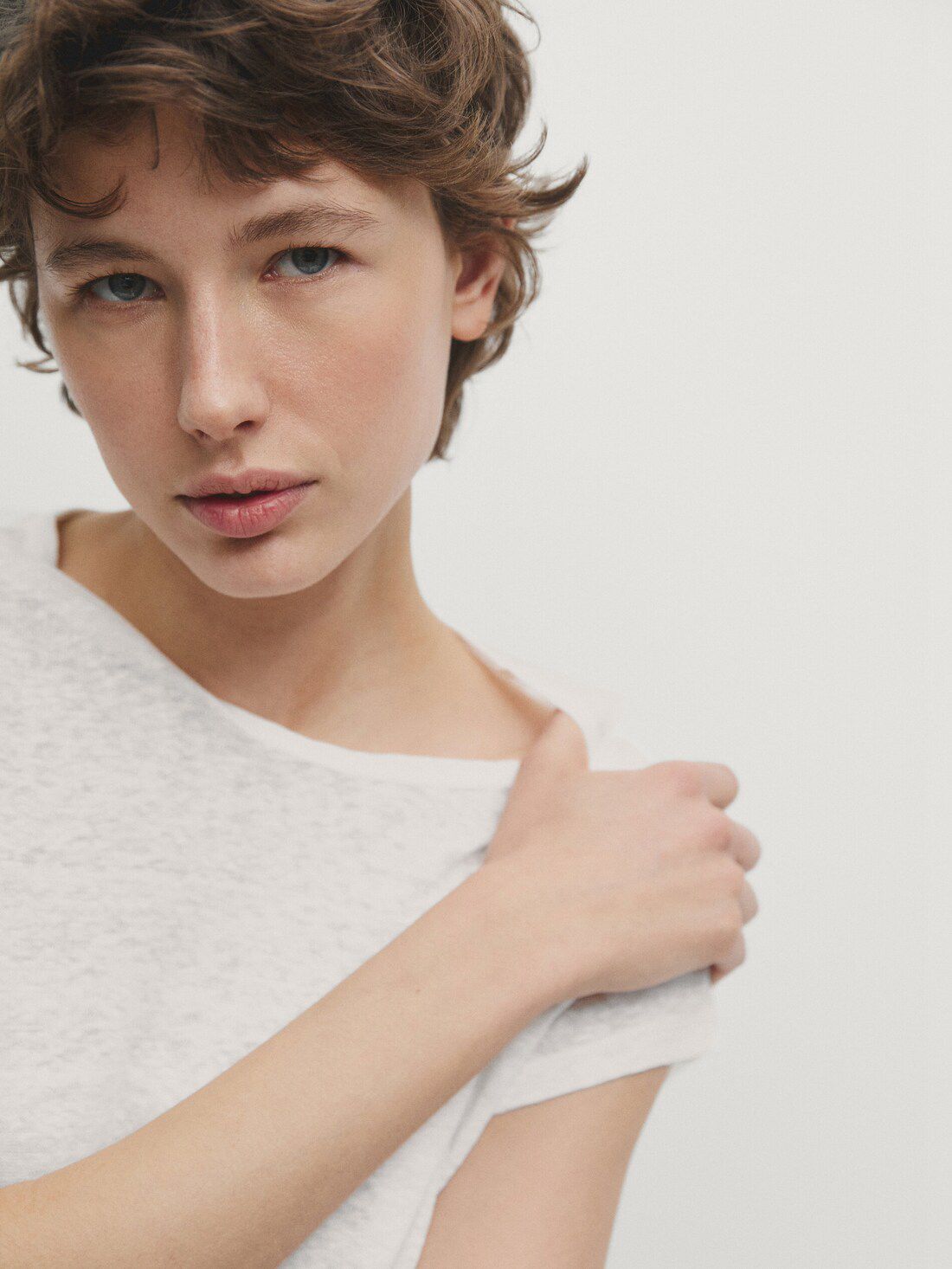 Massimo Dutti Linen Short Sleeve Women T-Shirt White | US-KI8047156
