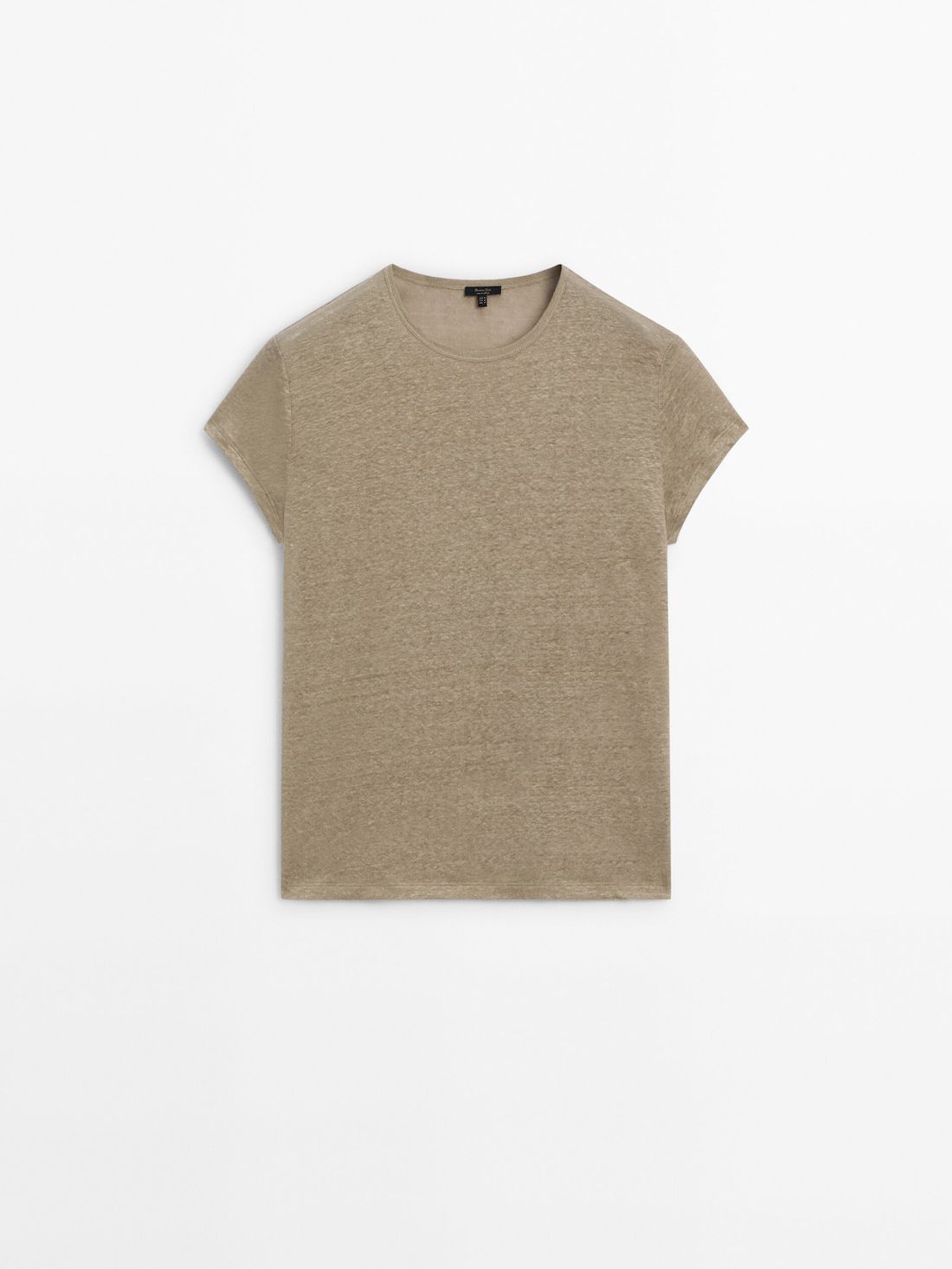 Massimo Dutti Linen Short Sleeve Women T-Shirt Khaki | US-CY9682750