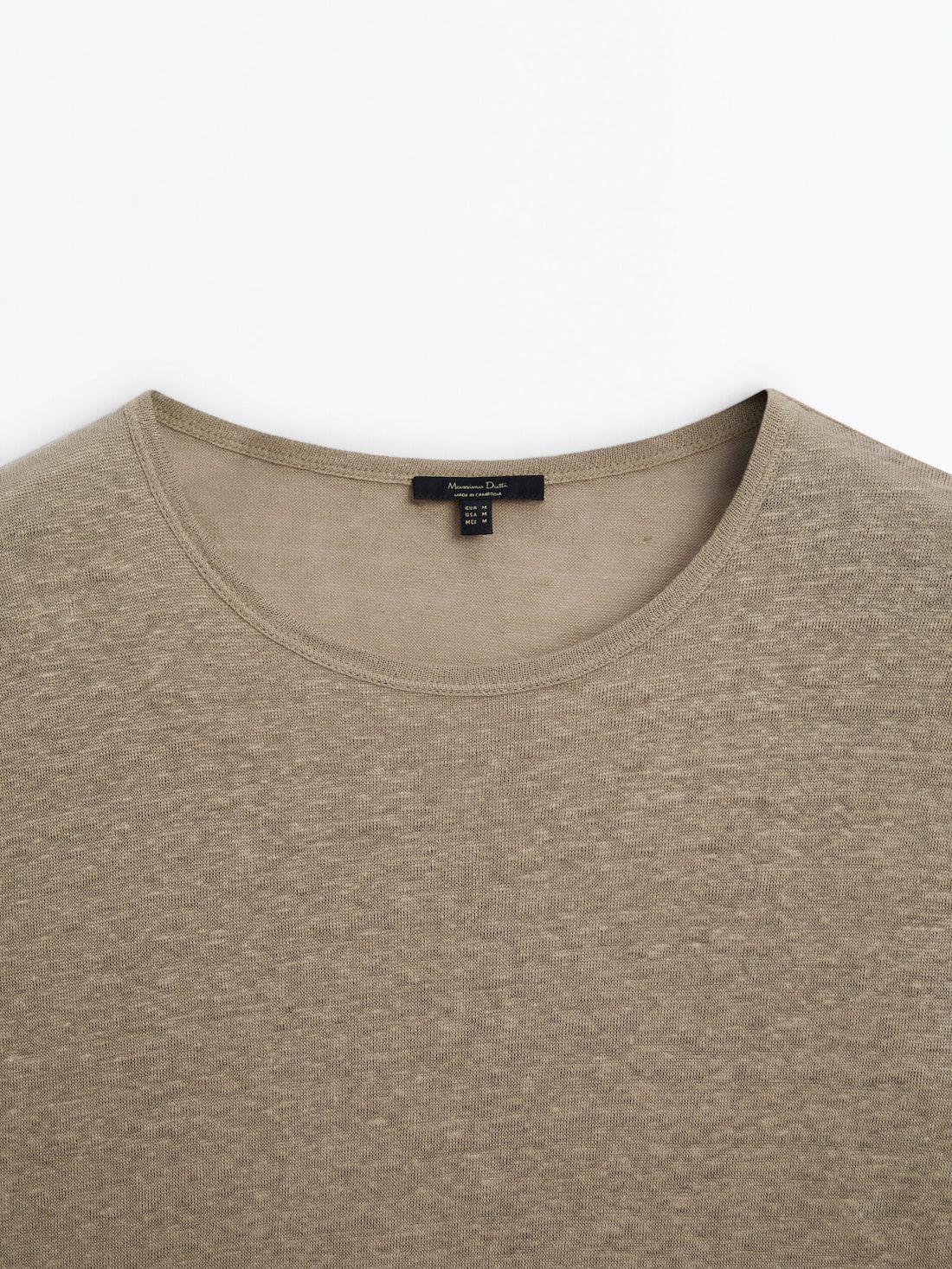 Massimo Dutti Linen Short Sleeve Women T-Shirt Khaki | US-CY9682750