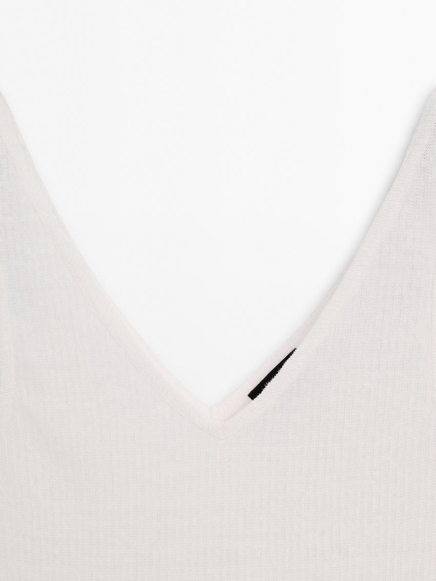 Massimo Dutti Linen Strappy Women Top Cream | US-WU1872493