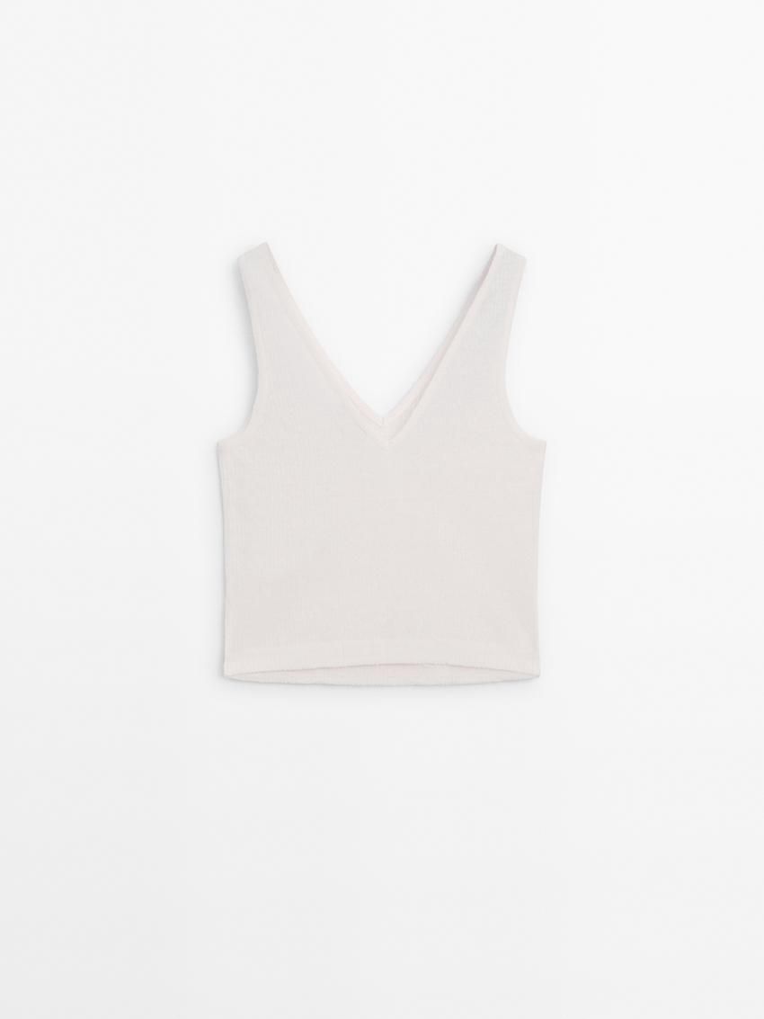 Massimo Dutti Linen Strappy Women Top Cream | US-WU1872493