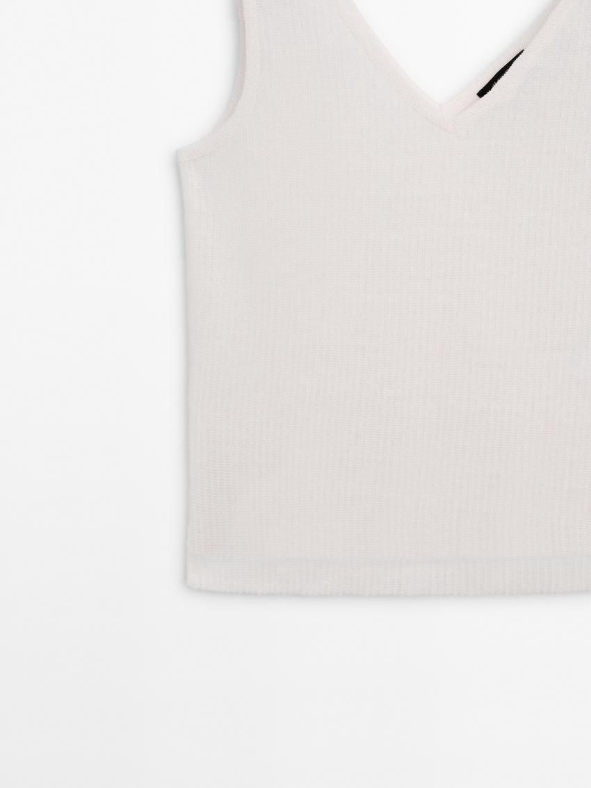 Massimo Dutti Linen Strappy Women Top Cream | US-WU1872493