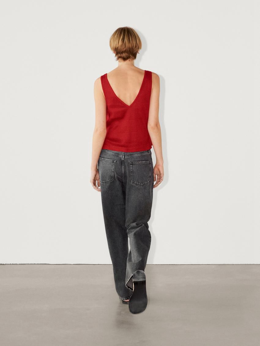 Massimo Dutti Linen Strappy Women Top Red | US-YJ5178240