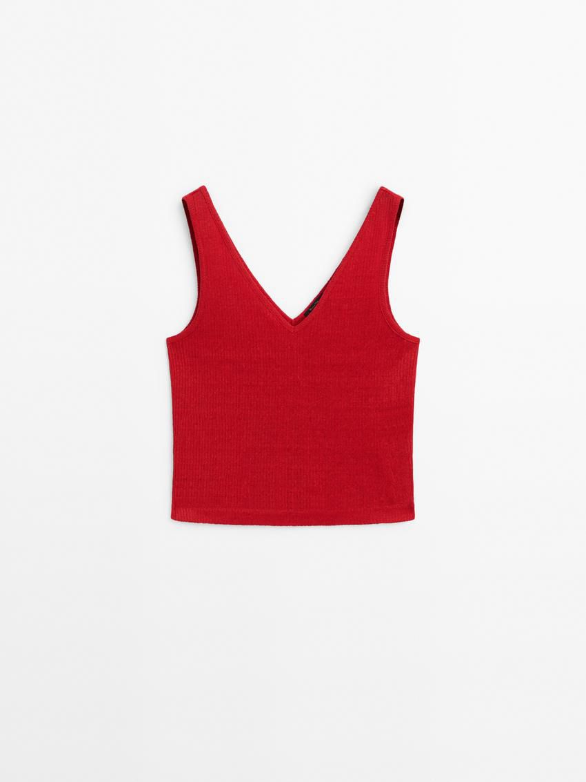 Massimo Dutti Linen Strappy Women Top Red | US-YJ5178240