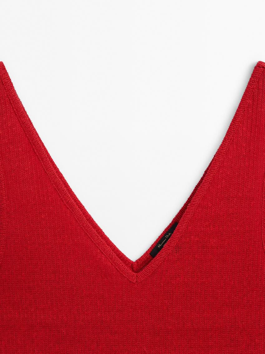 Massimo Dutti Linen Strappy Women Top Red | US-YJ5178240