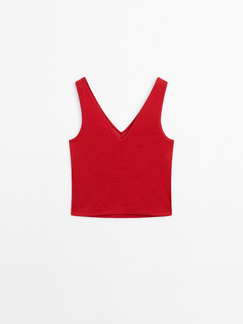 Massimo Dutti Linen Strappy Women Top Red | US-YJ5178240