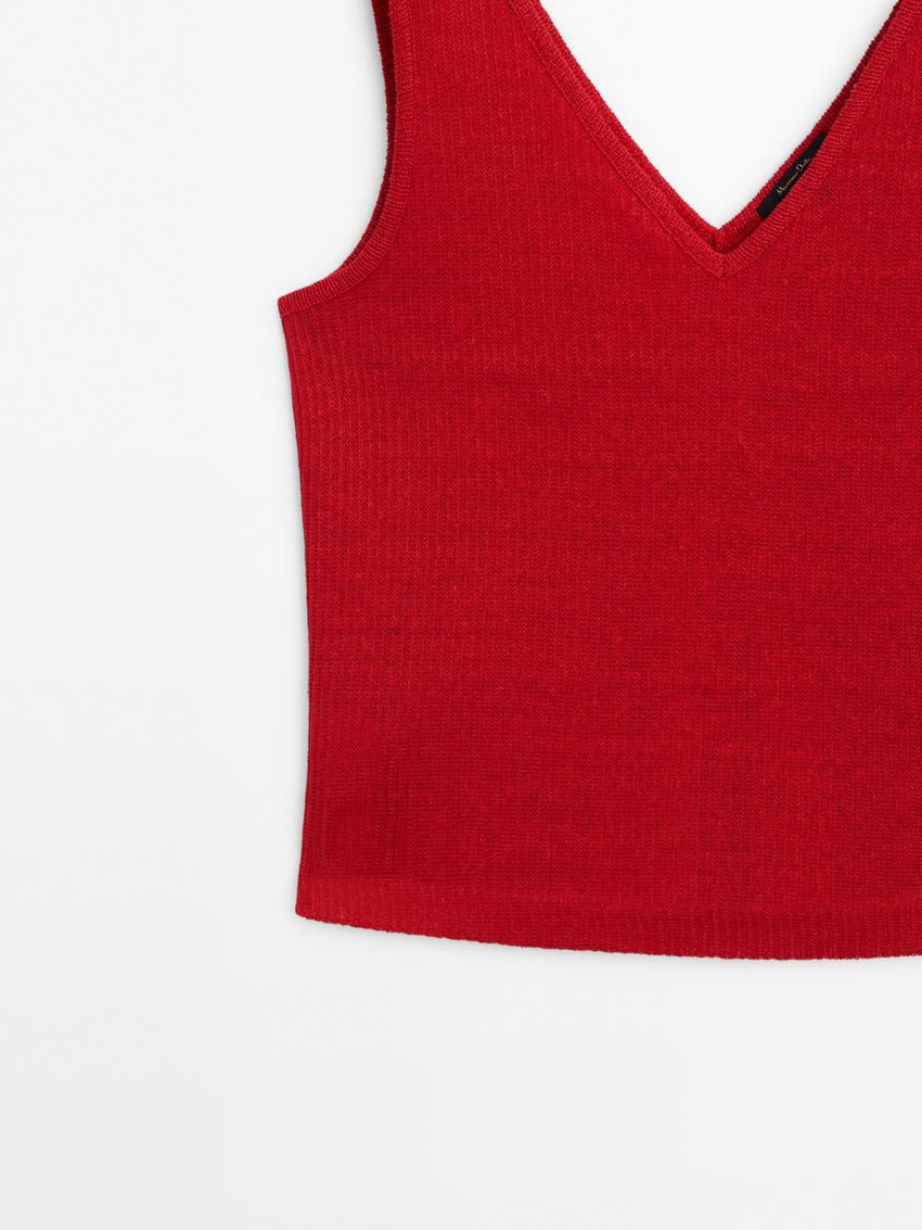 Massimo Dutti Linen Strappy Women Top Red | US-YJ5178240