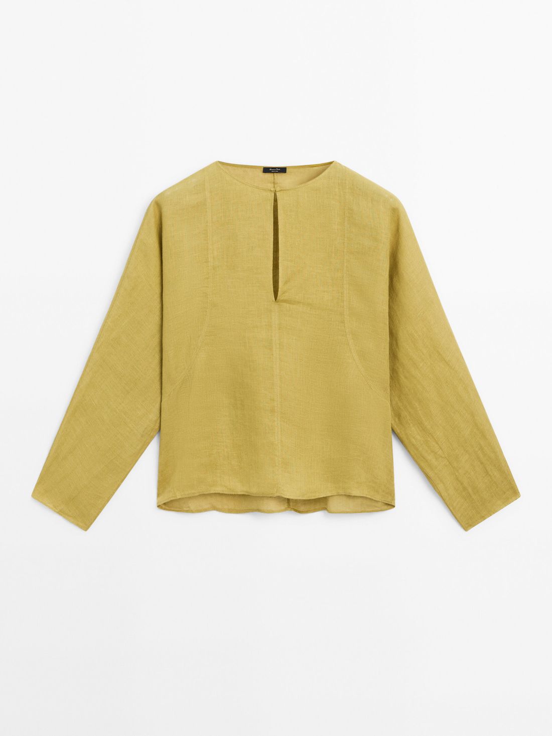 Massimo Dutti Linen V-neck Women Blouse Yellow | US-EL7468352