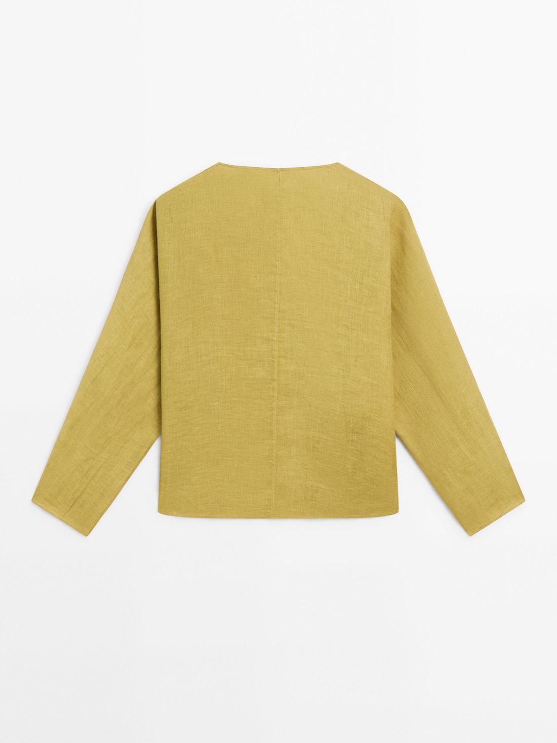 Massimo Dutti Linen V-neck Women Blouse Yellow | US-EL7468352