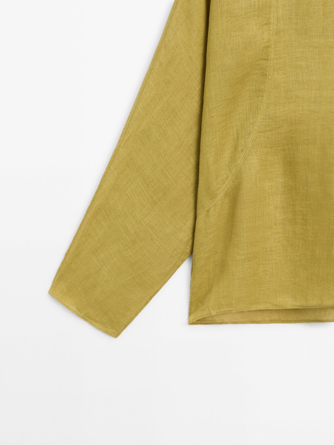 Massimo Dutti Linen V-neck Women Blouse Yellow | US-EL7468352