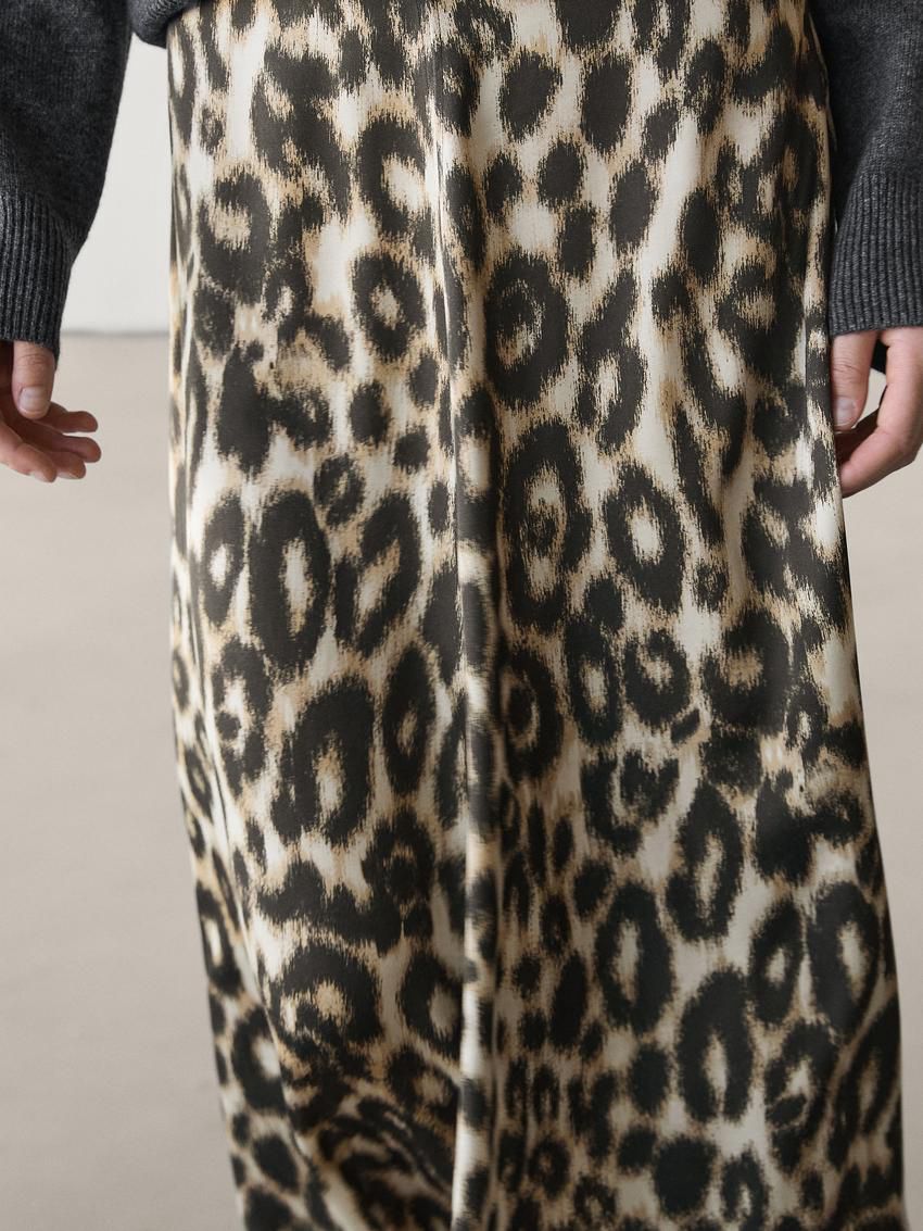 Massimo Dutti Long Animal Print Co-ord Women Skirts Leopard | US-ON6738125