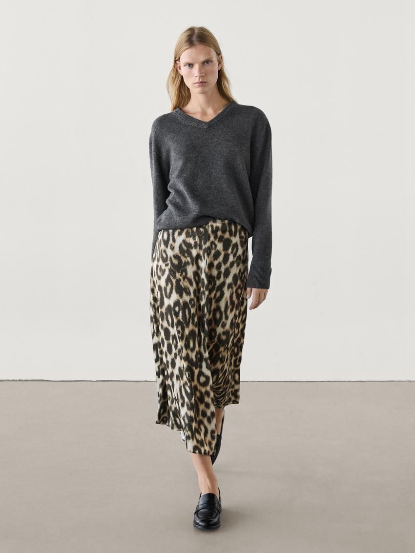 Massimo Dutti Long Animal Print Co-ord Women Skirts Leopard | US-ON6738125
