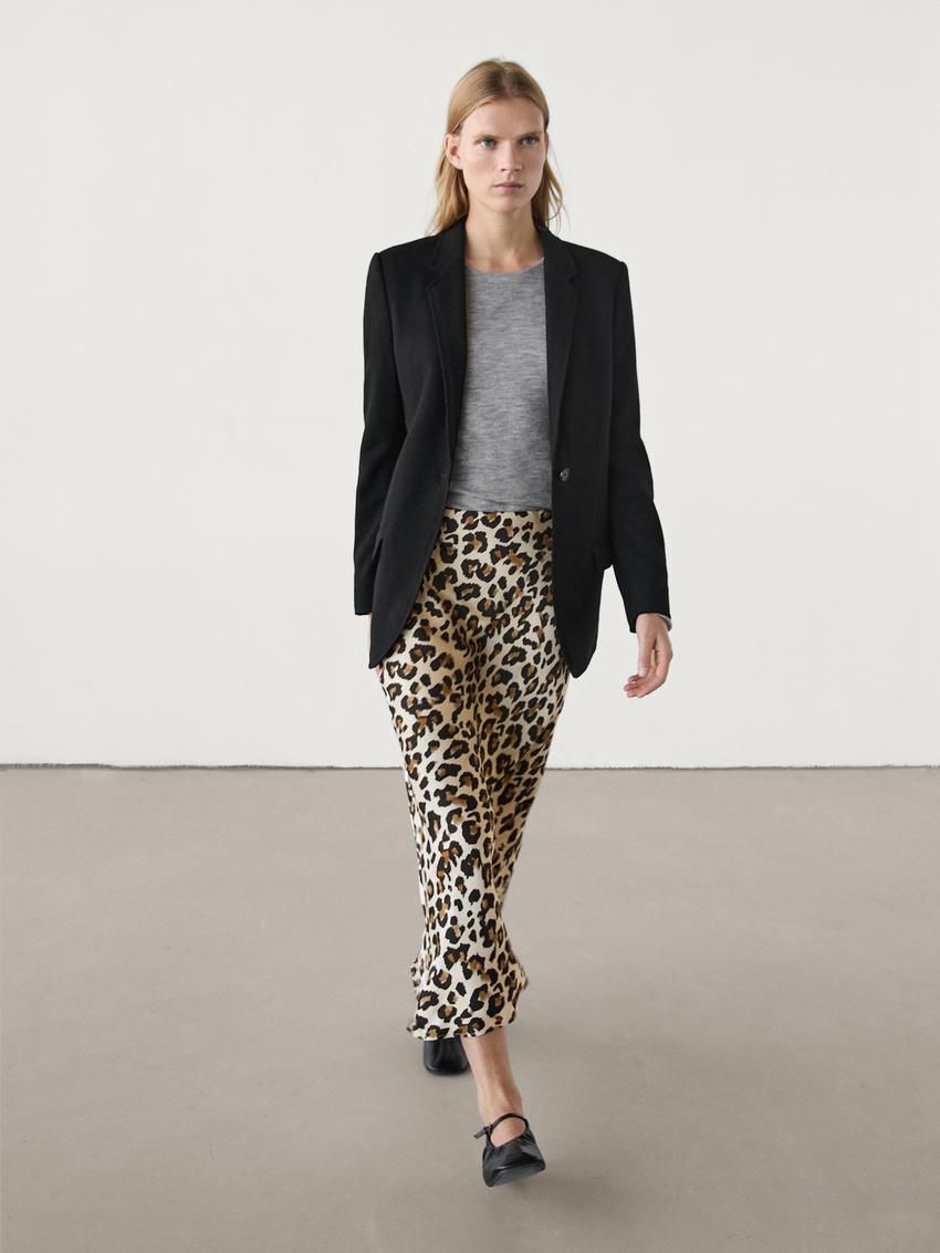 Massimo Dutti Long Animal Print Women Skirts Leopard | US-LD9514703