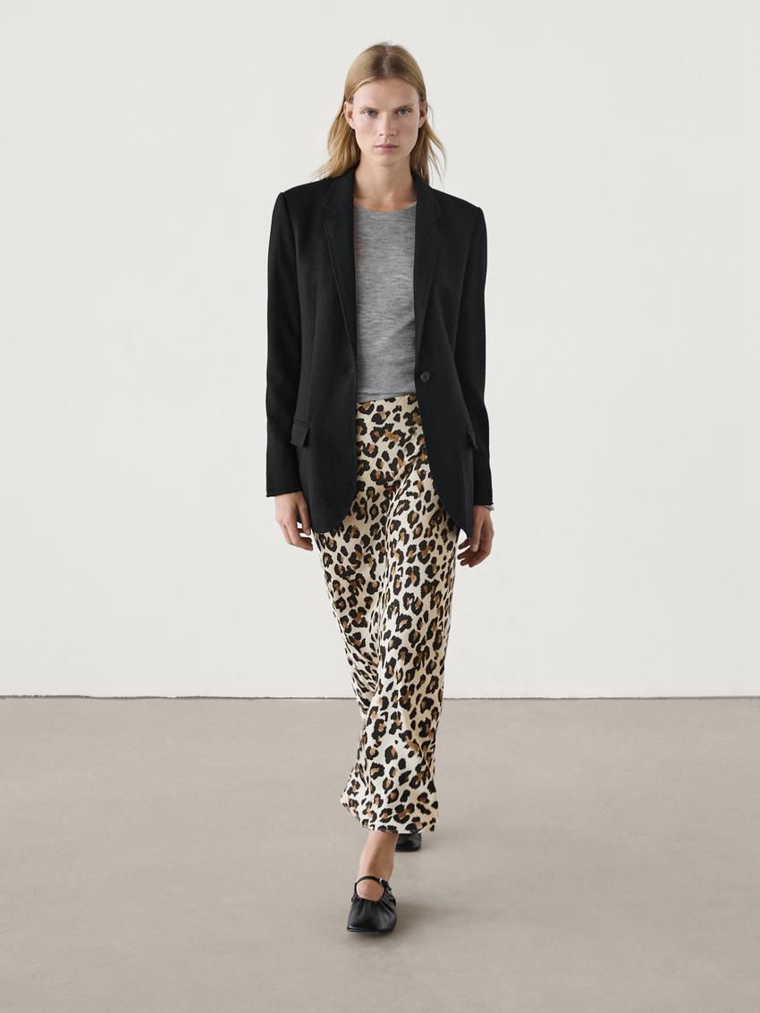 Massimo Dutti Long Animal Print Women Skirts Leopard | US-LD9514703