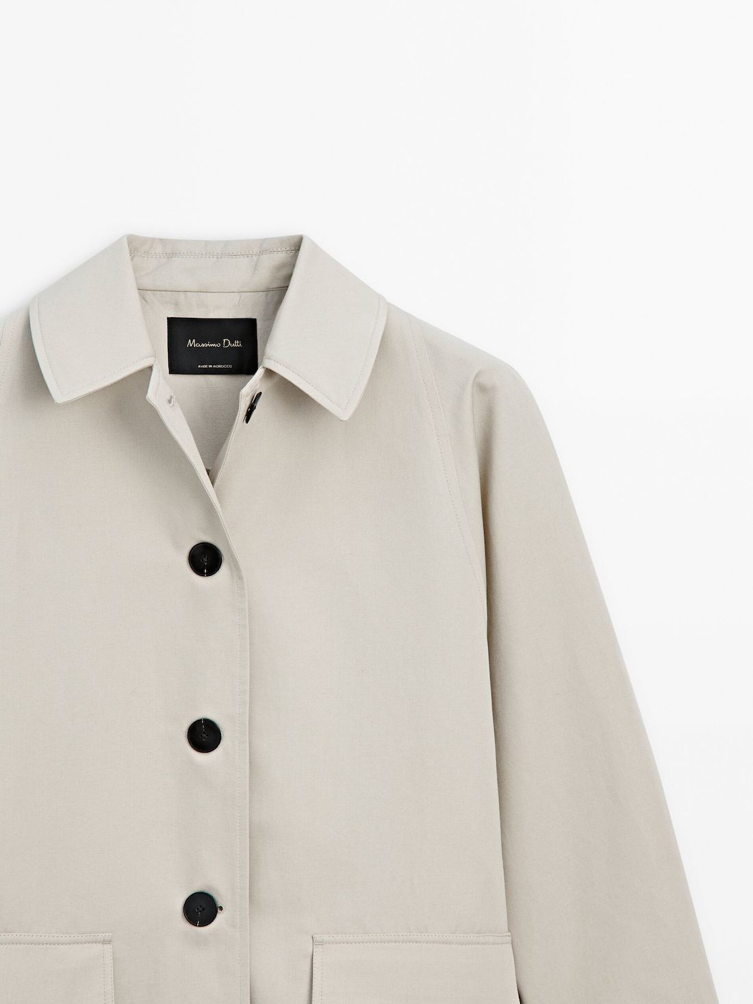 Massimo Dutti Long Cotton Blend With Buttons Women Trench Coat Cream | US-PJ0785129
