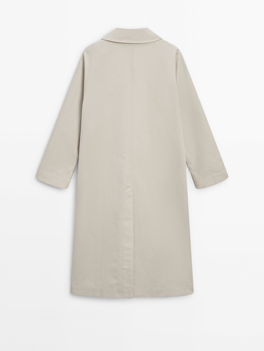 Massimo Dutti Long Cotton Blend With Buttons Women Trench Coat Cream | US-PJ0785129