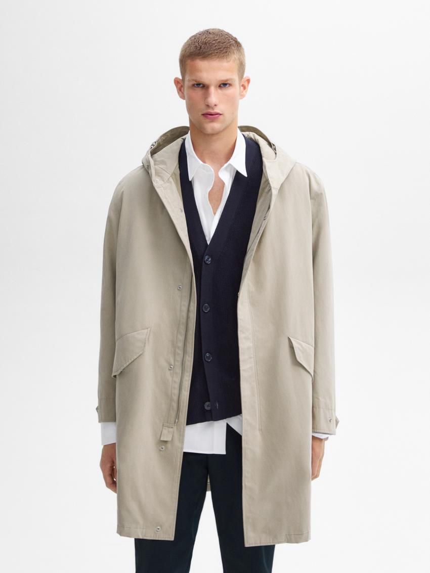 Massimo Dutti Long Cotton Quilted Men Parka Cream | US-IE5603791