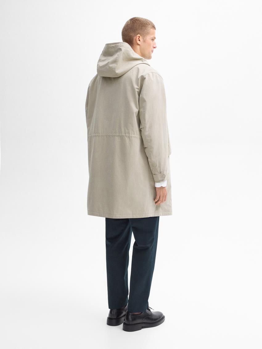 Massimo Dutti Long Cotton Quilted Men Parka Cream | US-IE5603791