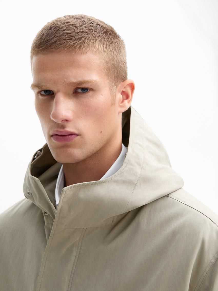 Massimo Dutti Long Cotton Quilted Men Parka Cream | US-IE5603791