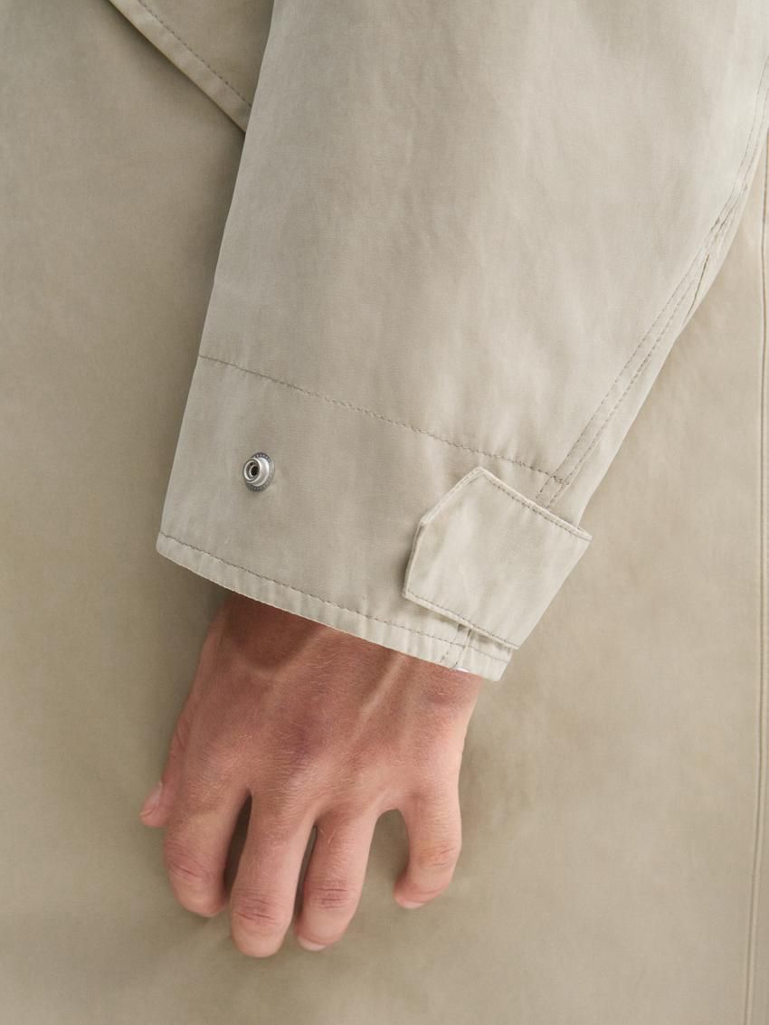 Massimo Dutti Long Cotton Quilted Men Parka Cream | US-IE5603791