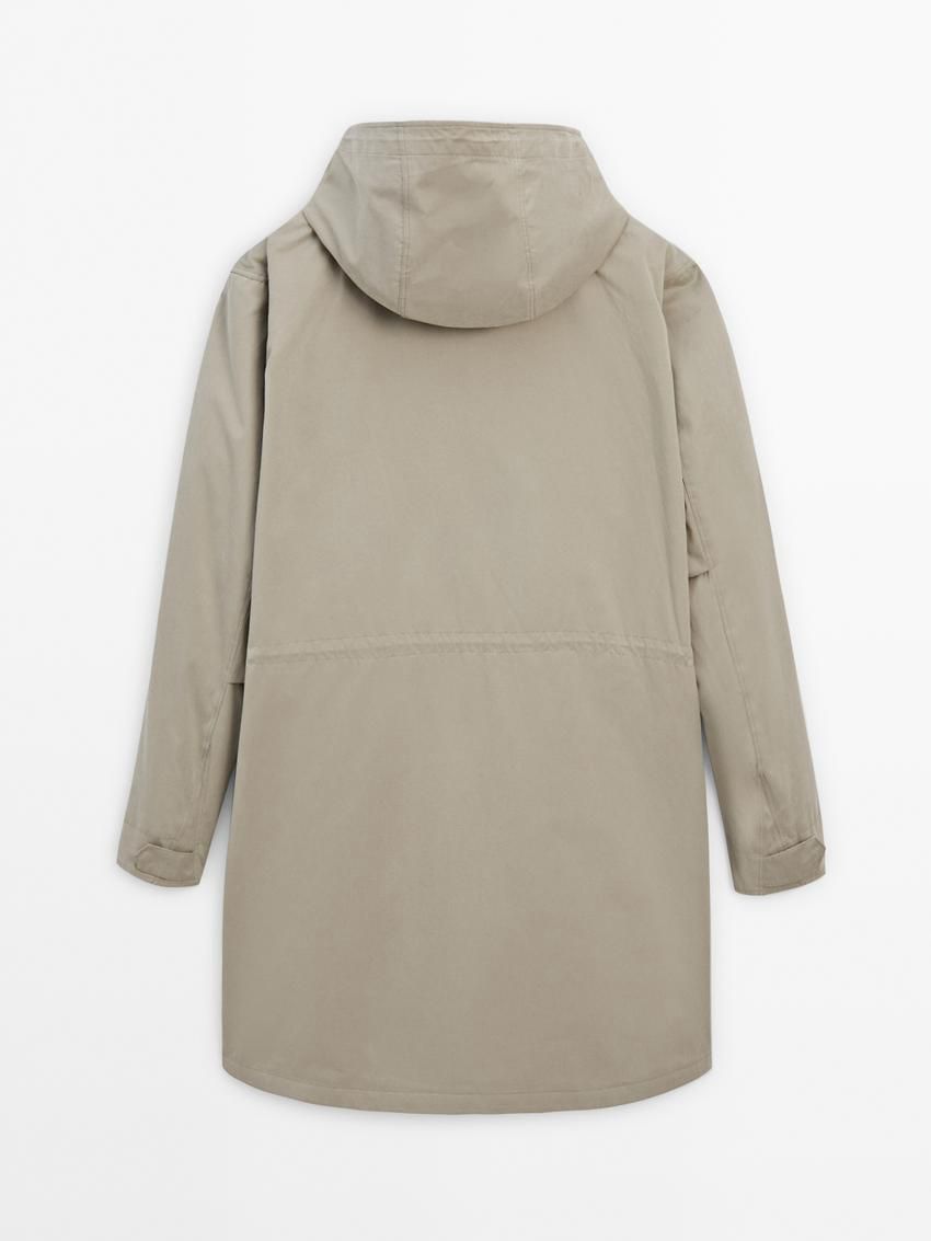 Massimo Dutti Long Cotton Quilted Men Parka Cream | US-IE5603791