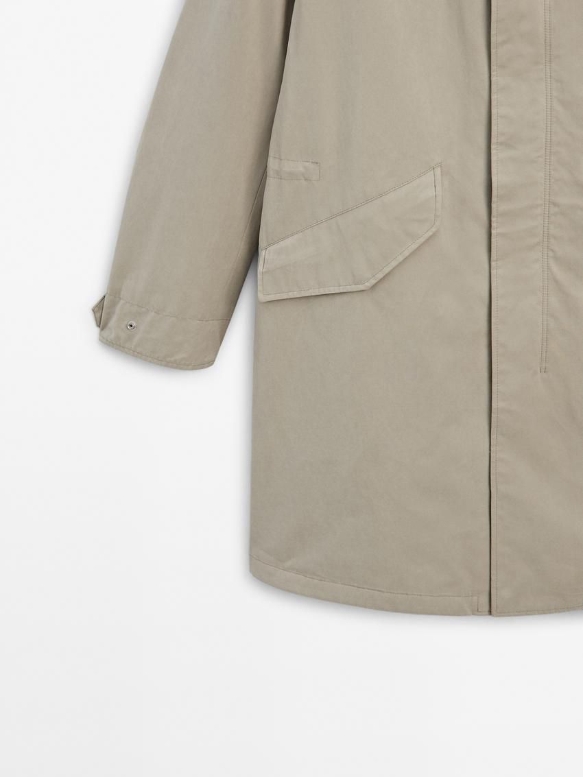 Massimo Dutti Long Cotton Quilted Men Parka Cream | US-IE5603791