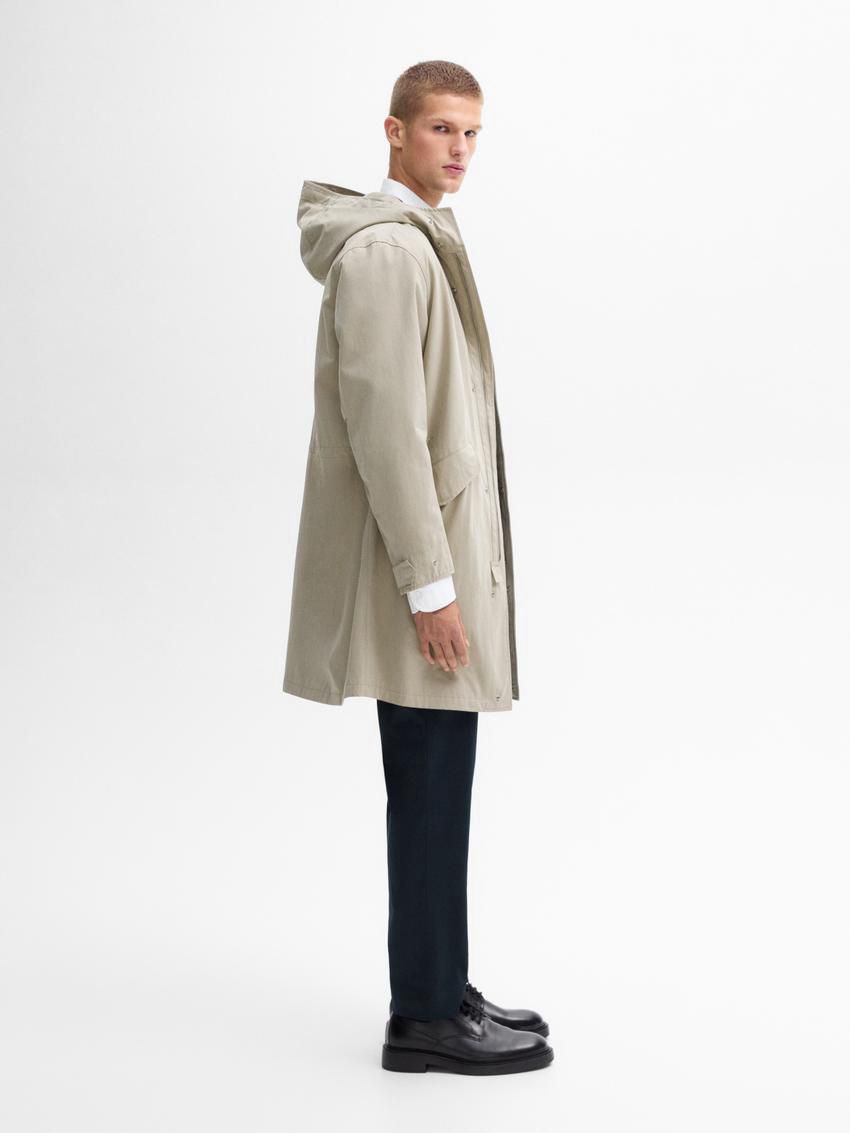 Massimo Dutti Long Cotton Quilted Men Parka Cream | US-IE5603791