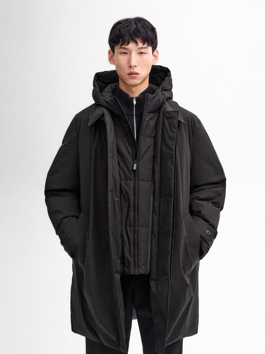 Massimo Dutti Long Down Men Parka Black | US-OY7409215