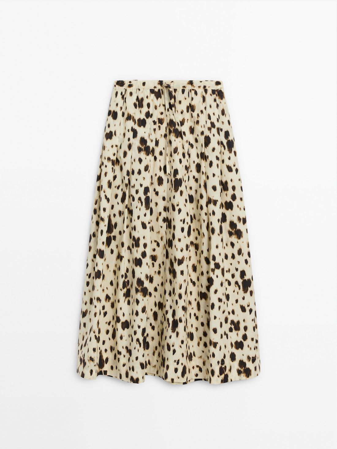 Massimo Dutti Long Flared Animal Print Women Skirts Cream / Dark Brown | US-MP2659013