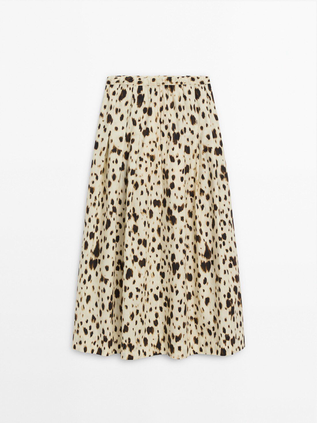 Massimo Dutti Long Flared Animal Print Women Skirts Cream / Dark Brown | US-MP2659013