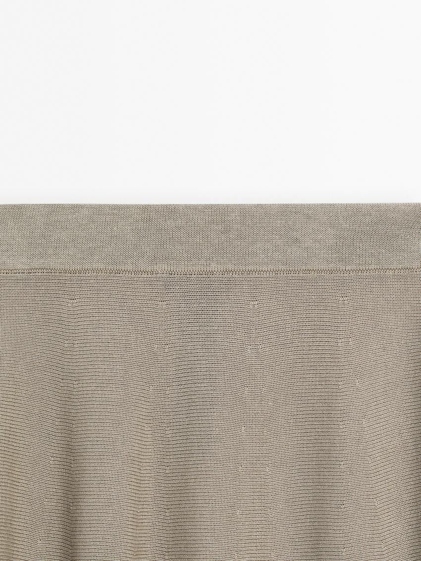 Massimo Dutti Long Flared Knit Women Skirts Light Khaki | US-MO4356280