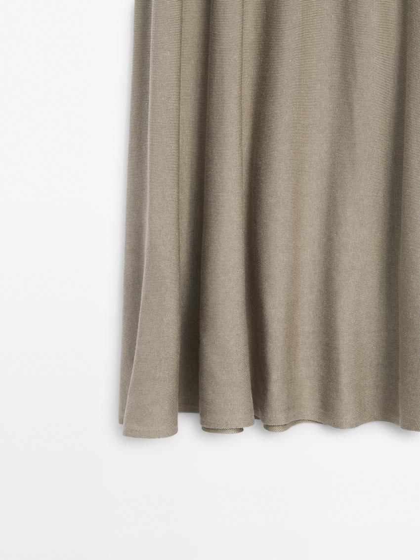 Massimo Dutti Long Flared Knit Women Skirts Light Khaki | US-MO4356280