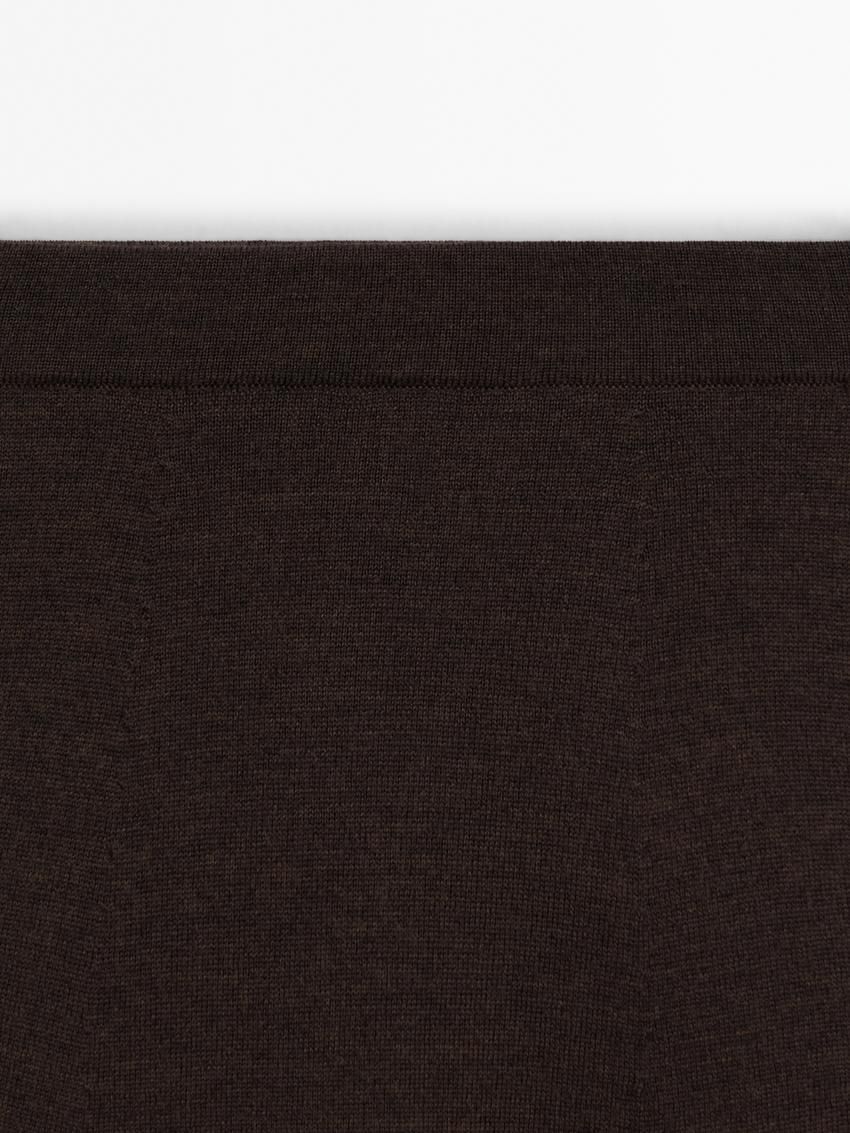 Massimo Dutti Long Flared Merino Wool Women Skirts Dark Brown | US-XH5419068