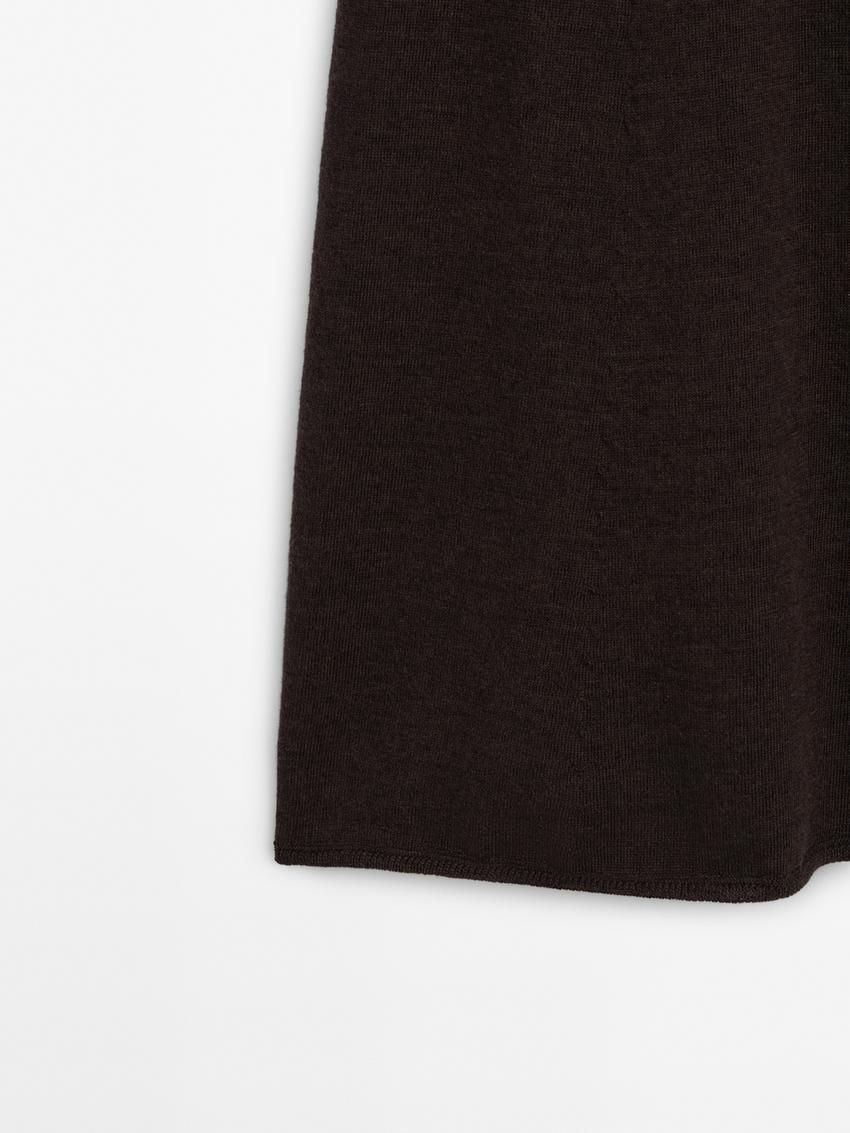Massimo Dutti Long Flared Merino Wool Women Skirts Dark Brown | US-XH5419068